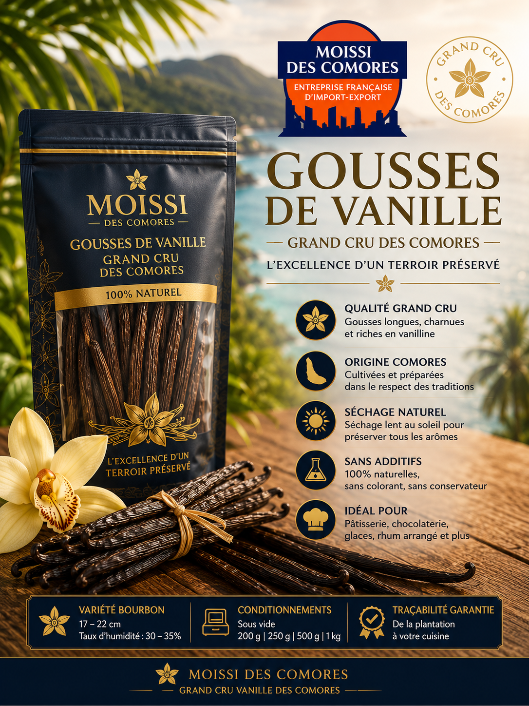 Grand Cru Vanille des Comores® Gousses de Vanille Premium