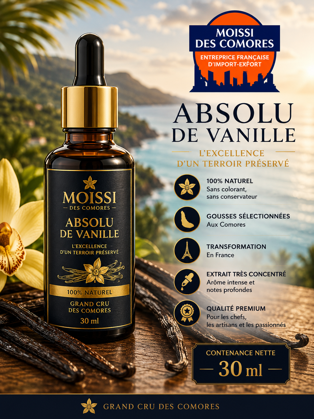 Grand Cru Vanille des Comores® Absolu de Vanille Pure – 30 ml